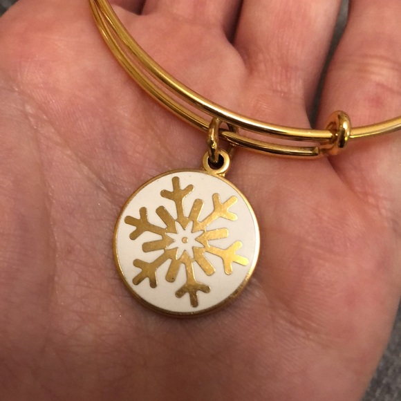 Alex and Ani Gold Bracelet with White Snowflake charm - Picture 3 of 7